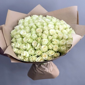 Букет 101 белая роза кения (40 см) в Жуковском