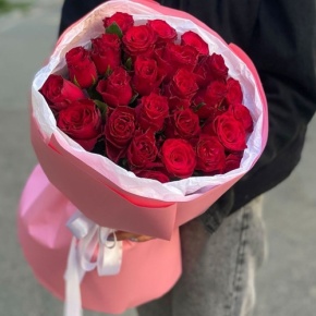 Букет "Эсса" 25 красных роз Кения (60 см) в Жуковском