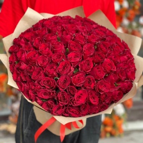 Букет 101 красная роза Кения (50 см) в Жуковском
