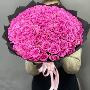Букет 101 розовой розы Кения (40 см) в Жуковском