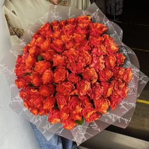 Букет 75 огненных роз (40 см) в Жуковском