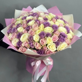Букет из 101 розы пастельный микс (40 см) в Жуковском