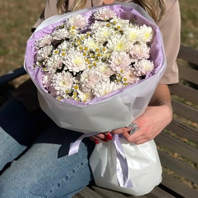 Букет "Нежный взгляд" из кустовых хризантем и ромашек в Жуковском