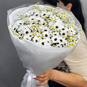 Букет "Понарошку" из хризантем сантини и ромашек в Жуковском