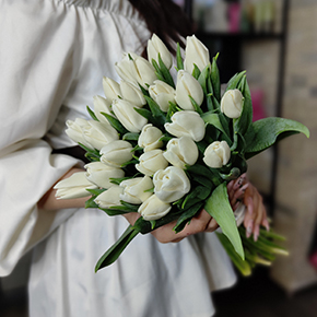 Букет белоснежных тюльпанов (25 шт) в Жуковском