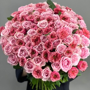 Нежный букет из 101 розы Риджентс парк и Аваланж микс  (70 см) в Жуковском