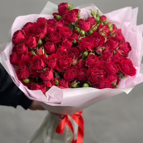 Букет из 17 красных кустовых пионовидных роз (50 см) в Жуковском