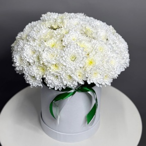 Композиция в шляпной коробке "Виолетта" из кустовых хризантем в Жуковском