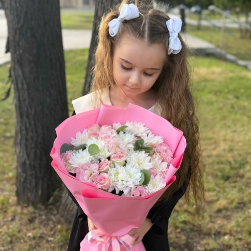 Букет из хризантем, эустом и роз в Жуковском